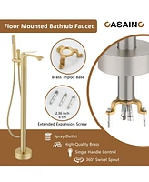 Casainc Freestanding Single Handle Floor Mounted Roman Tub Faucet Bathtub Filler with Hand Shower