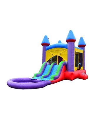 HeroKiddo Jelly Bean Castle Bounce House & Water Slide Combo with Detachable Pool (No Blower Included), Commercial Grade Inflatable