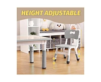 gaomon Modern Kids Table and 6 Chair Set, 47.20" Height Adjustable Toddler Table and 6 Chairs Set with Non-Slip Table Legs&Organizer Graffiti Desktop
