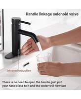 Casainc Single Handle Touchless Sensor Black Bathroom Sink Faucet