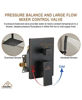 Casainc 2-Function Pressure Balanced Complete Shower System with Rough-In Valve