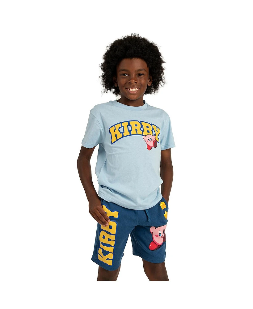 Kirby Boys Collegiate Style Short Sleeve Tee and Matching Lounge Shorts 2-Piece Set