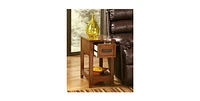 Slickblue Mission Style 1-Drawer End Table Nightstand in Brown Wood Finish