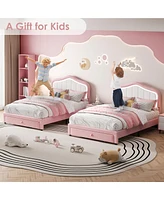 gaomon Full Upholstered Bed Frame with Storage Drawers, Cute Girls & Boys Bed with Adjustable Headboard