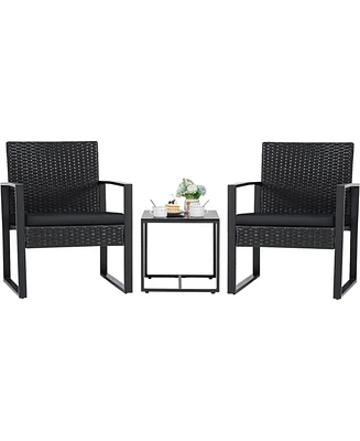 Slickblue Outdoor 3-Piece Patio Furniture Set with 2 Patio Chairs and 1 Side Table