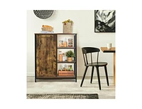 Slickblue Modern Industrial Wood Sideboard Buffet Storage Cabinet with Shelves for Stylish Organization