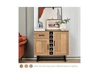 Slickblue Modern Mid-Century Style Kitchen Buffet Dining Sideboard Cabinet with Wine Rack for Stylish Storage