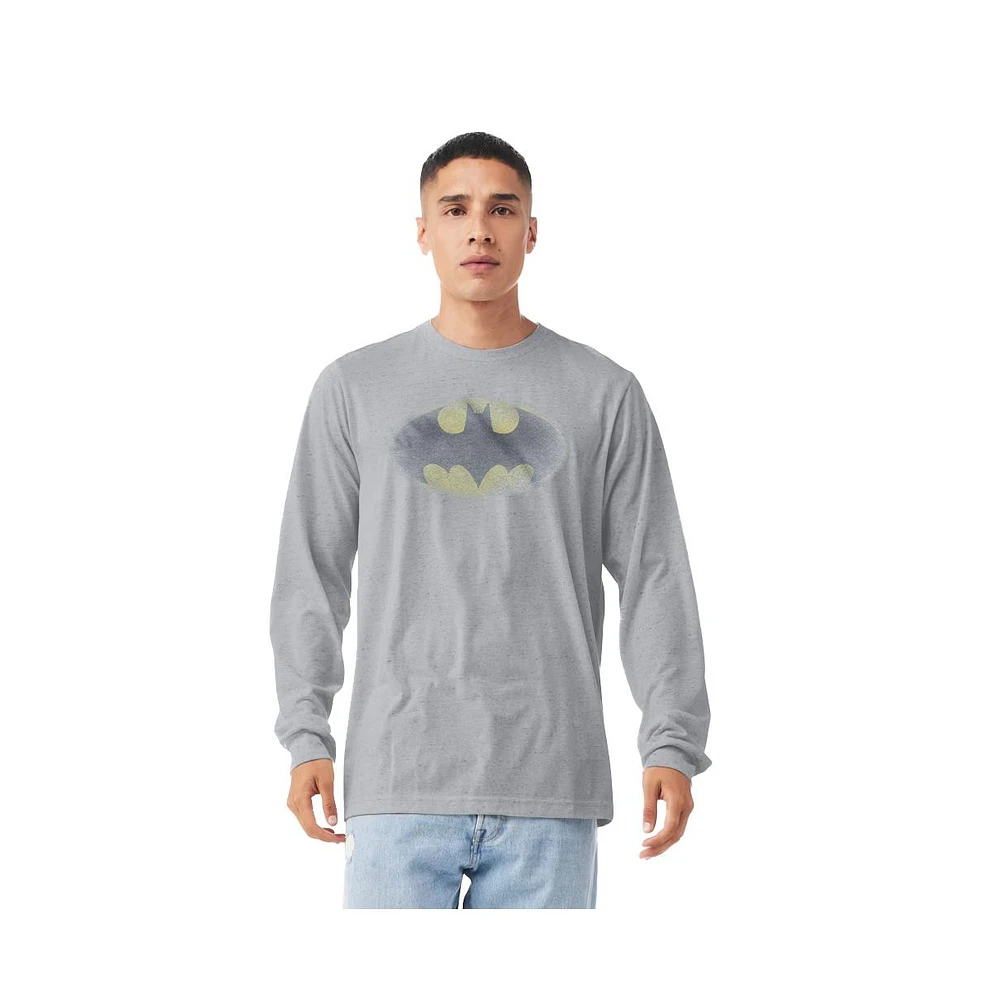 Batman Big & Tall Faded Logo Long Sleeve Adult Tee / T-Shirt