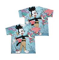 Animaniacs Boys Yakko World (Front/Back Print) Short Sleeve Poly Crew Tee / T-Shirt