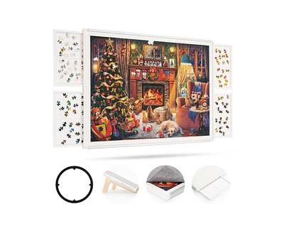 Ropoda 1500 Pieces 35"x26" Double-Sided Rotating Plastic Puzzle Board with Drawers and Cover, Portable Jigsaw Puzzle Board,Tilting Puzzle Board,Lazy S