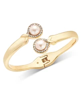 Charter Club Gold-Tone Pink Imitation Pearl Bypass Hinge Bracelet, Exclusively at Macy's