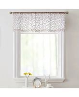 Hlc.me Audrey Embroidered Sheer Voile 3-Piece Kitchen Curtain Cafe Valance and Tiers