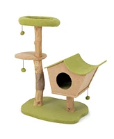 Gymax 43'' Cat Tree w/Padded Top Perch Cat Condo Jumping Platform Balls for Indoor Cats