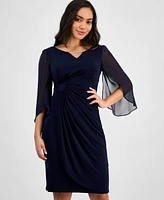 Connected Petite Chain-Detail Sheer-Sleeve Sheath Dress