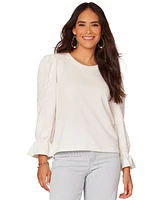 Democracy Petite 3/4-Sleeve Flounce-Sleeve Top