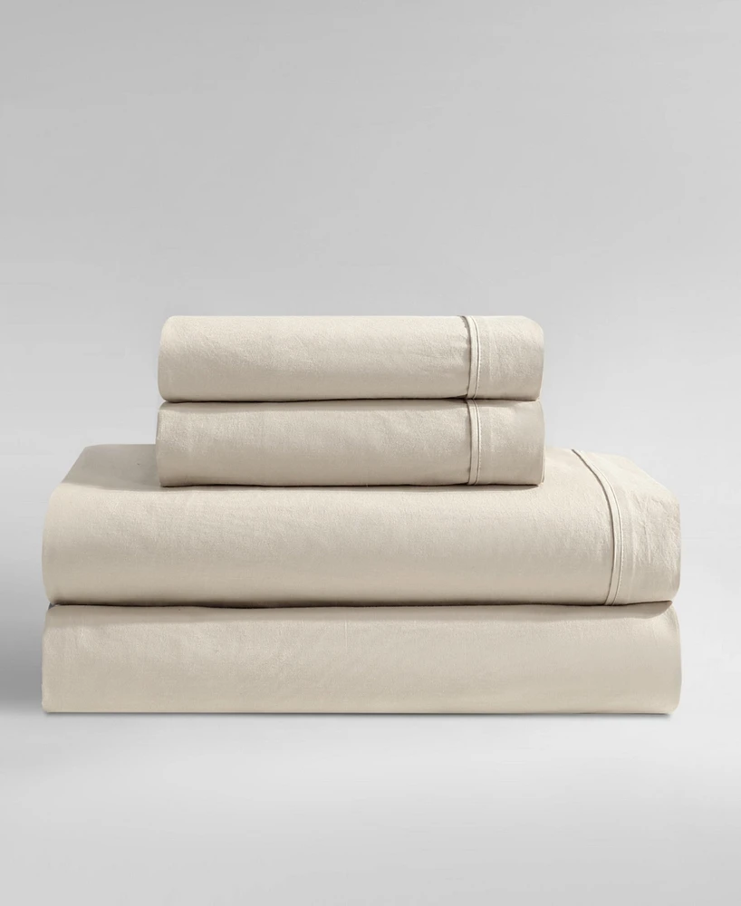 Closeout! Calvin Klein Washed Cotton Percale 4-Pc. Sheet Set
