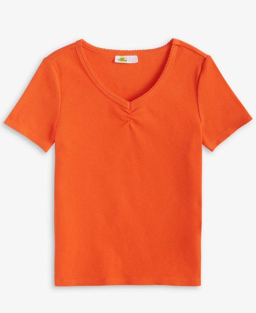 Epic Threads Toddler Girls Ruched V-Neck Top, Exclusively at Macy's