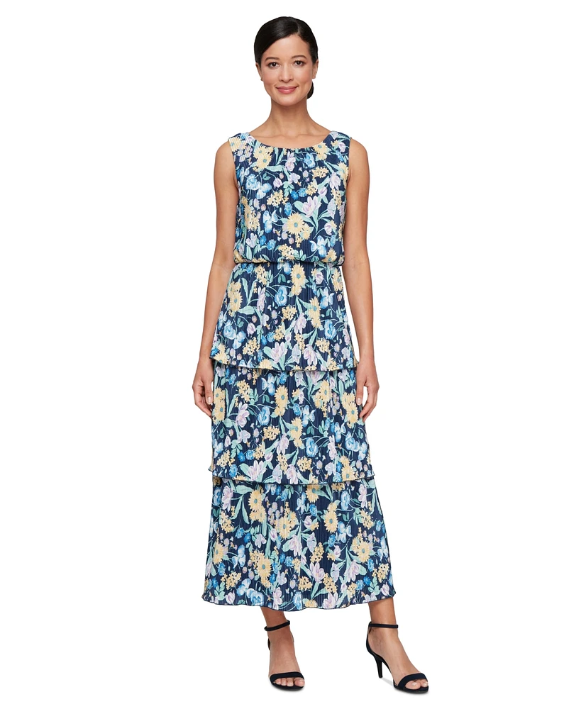 Sl Fashions Women's Floral-Print Tiered Maxi Dress