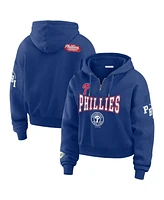 Wear by Erin Andrews Women's Royal Philadelphia Phillies Patch Quarter-Zip Hoodie