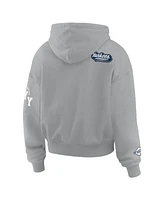 Wear by Erin Andrews Women's Gray New York Yankees Patch Quarter-Zip Hoodie