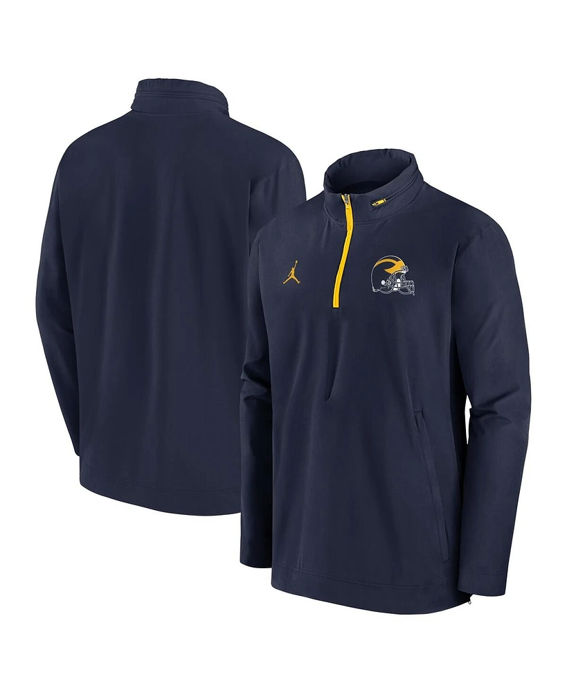 Jordan Men's Navy Michigan Wolverines Sideline Coaches Quarter-Zip Jacket