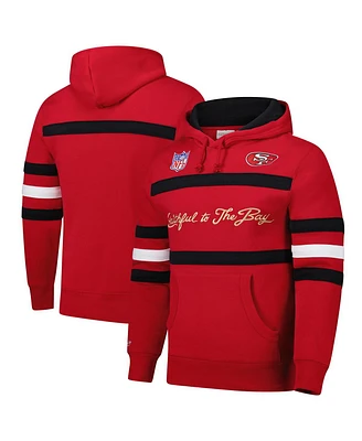 Mitchell & Ness Men's Scarlet San Francisco 49ers Vintage Logo Head Coach Fleece Pullover Hoodie