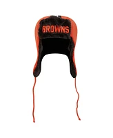 New Era Men's Orange Cleveland Browns Helmet Head Trapper Knit Hat