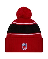 New Era Men's Scarlet San Francisco 49ers 2024 Sideline Cuffed Knit Hat with Pom