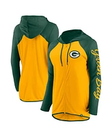 Fanatics Women's Gold/Green Green Bay Packers Script Full-Zip Hoodie