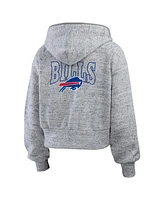 Wear by Erin Andrews Women's Heather Gray Buffalo Bills Speckled Fleece Cropped Full-Zip Hoodie