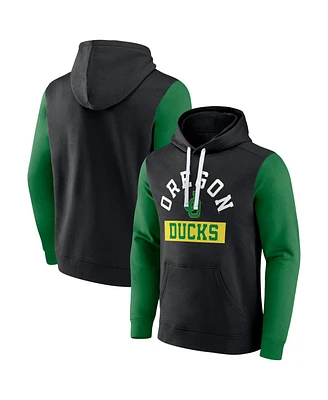 Fanatics Men's Black Oregon Ducks Extra Point Color block Fleece Pullover Hoodie