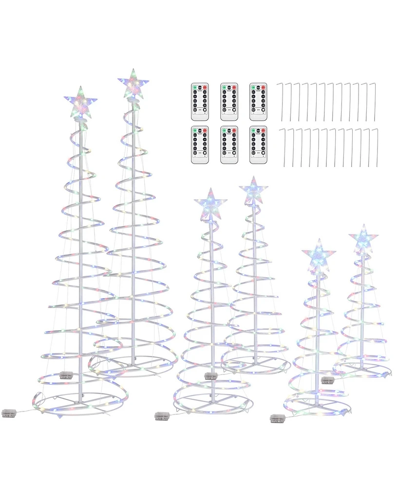 Yescom 6-Pack Christmas Spiral Light Kit Battery Powered 3/4/6 Feet Pre-Installed Led For Indoor Outdoor