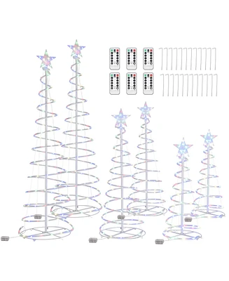 Yescom 6-Pack Christmas Spiral Light Kit Battery Powered 3/4/6 Feet Pre-Installed Led For Indoor Outdoor