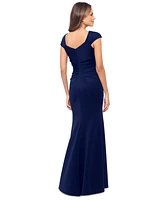 Xscape Petite Asymmetric Front Slit Evening Gown