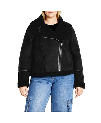 City Chic Plus Sherpa Hunter Jacket