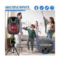 Pyle 15" Portable Wireless Bluetooth Pa Speaker System with Led Light, Remote & Microphone