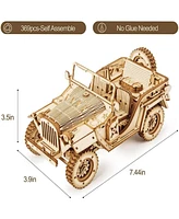 Robotime 3D Wooden Puzzle Army Field Car for Adults- Car Model Kits,Vehicle Building Kits, 7.44"3.9"3.5"