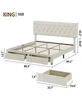 King Size Bed Frame with 1 Storage Drawers