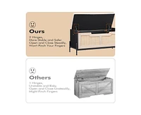 gaomon Rattan Storage Bench with 2 Safety Hinges, Storage Chest, Toy Box, Entryway Storage Bench Supports 260 lb, Toy Chest Organizer