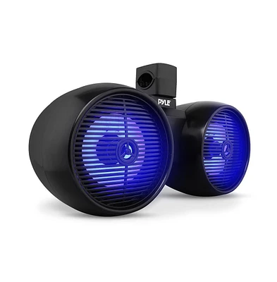 Pyle 8'' Dual Marine Wakeboard Speaker System with Led Lights, Water Resistant, Black