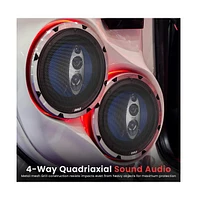 Pyle 8'' Four-Way Quadriaxial Speaker System, 500W, 4 Ohm, Blue (Pair)