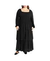 City Chic Plus Size Dahlia Tiered Plain Maxi Dress