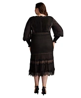 Tadashi Shoji Nyssa Bishop Sleeeve Dress - Plus Size