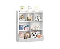 gaomon Toy Storage Cabinet, Three-Tier Kids Bookshelf and Bookcase for Storage Books and Toys, Multi Shelf with Cubby Organizer for Bedroom and Playro