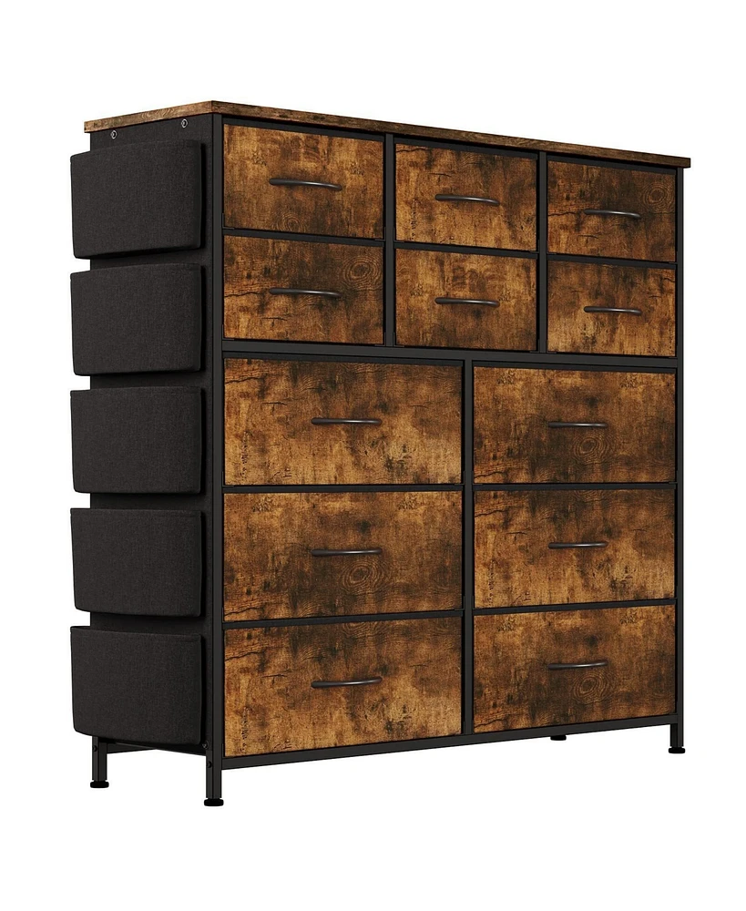 gaomon 12 Dresser for Bedroom, Tall Fabric Storage Livingroom Entryway, Dressers & Chests of Drawers with Sturdy Metal Frame, Wood Tableto