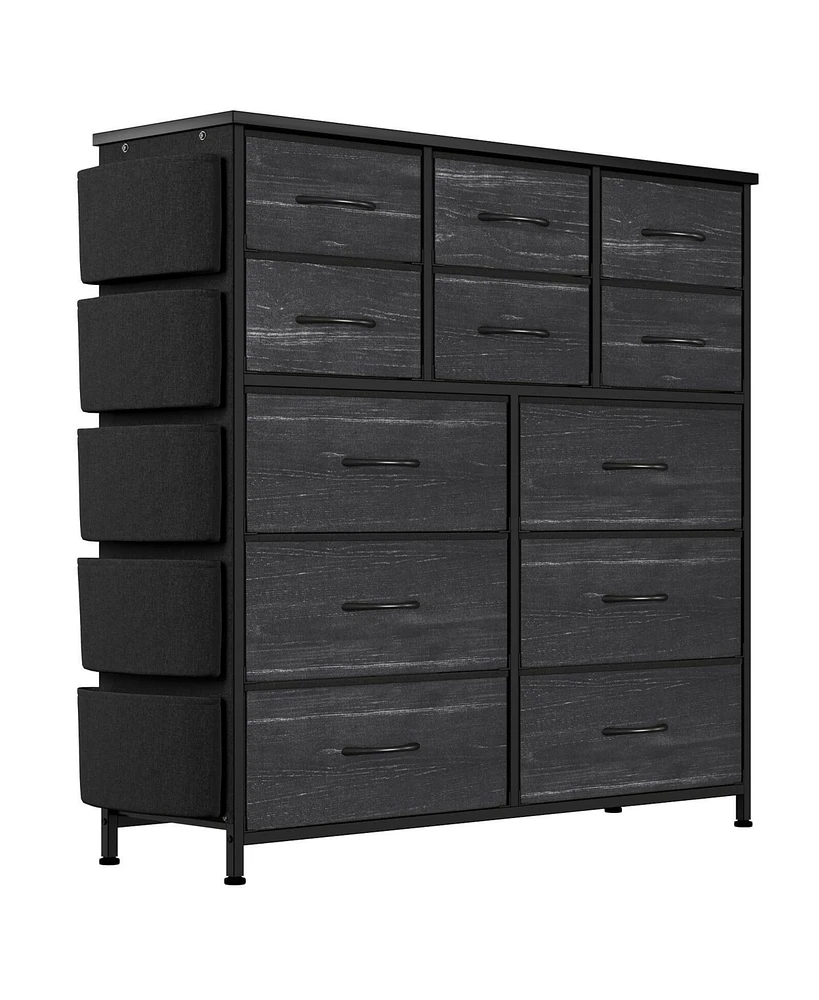 gaomon 12 Dresser for Bedroom, Tall Fabric Storage Livingroom Entryway, Dressers & Chests of Drawers with Sturdy Metal Frame, Wood Tableto