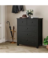 gaomon Black Dresser for Bedroom, Wood Rustic Chest of Drawers with Storage Drawers