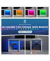 Wlive TV Stand with Led Lights for Tvs up to 65 inch Entertainment Center Glass Shelves Modern Console Living Room Media Stor
