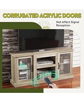 Wlive Retro Tv Stand for 65 inch Console Cabinet with Storage Open Shelves Entertainment Center Living Room and Bedroom