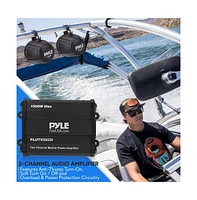 Pyle 5.25'' Waterproof Off-Road Speakers with 2-Channel Amplifier, 1000W, Chrome